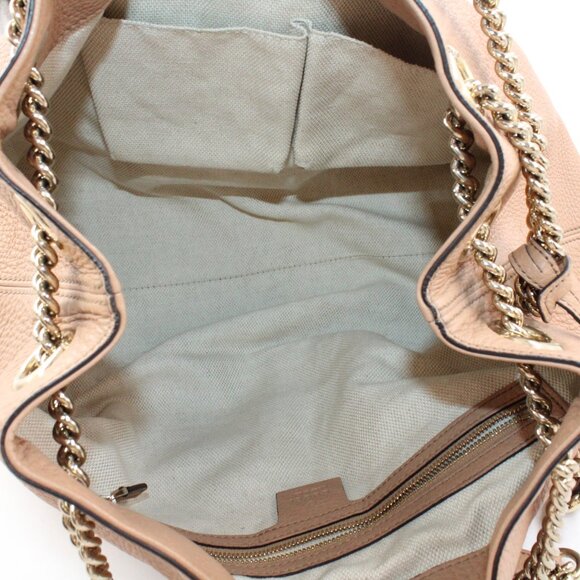 Pre-Owned Gucci Interlocking G Soho Chain Strap Tote Bag in Beige Leather - Picture 10 of 16